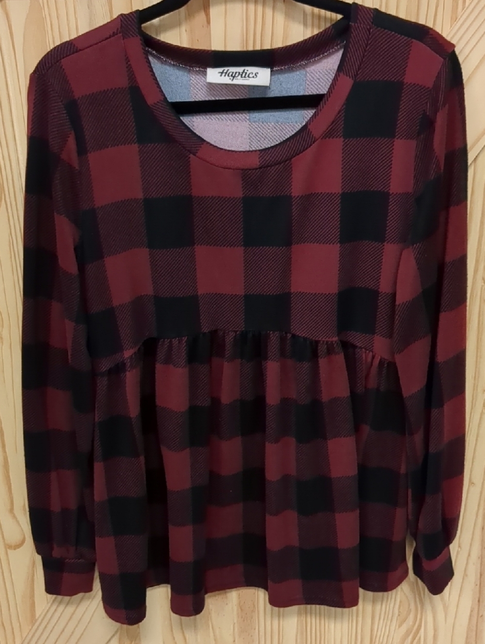 Haptics Women's Red and Black Plaid Shirt
